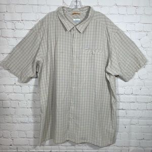Columbia Men's Button-down OmniShade Shirt Short-sleeve White Brown 4XLT